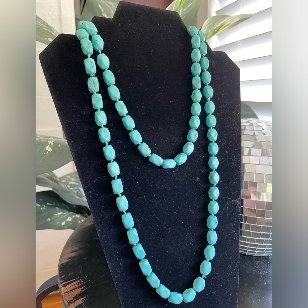 Turquoise Wrap Long Statement Necklace